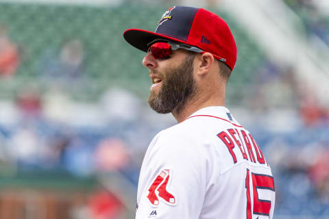 PORTLAND, ME – MAY 04: Dustin Pedroia #15 of the Boston Red Sox prepares for the game between the Portland Sea Dogs and the Binghamton Rumble Ponies while on a rehab assignment at Hadlock Field on May 4, 2019 in Portland, Maine. (Photo by Zachary Roy/Getty Images)