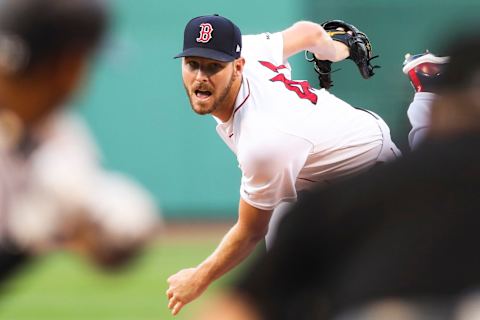 BOSTON, MA – JULY 28: Chris Sale #41 of the Boston Red Sox pitches in the first inning (Photo by Adam Glanzman/Getty Images)