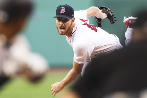 BOSTON, MA – JULY 28: Chris Sale #41 of the Boston Red Sox pitches in the first inning of a game at Fenway Park on July 28, 2019 in Boston, Massachusetts. (Photo by Adam Glanzman/Getty Images)