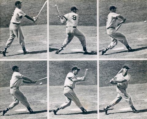 UNSPECIFIED – UNDATED: A classic Ted Williams hitting sequence. (Sports Studio Photos/Getty Images)