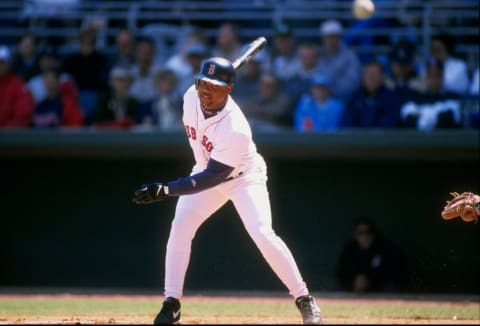 12 Mar 1998: Outfielder Troy O”Leary of the Boston Red Sox in action during a spring training game against the Cleveland Indians at the City of Palms Park in Fort Myers, Florida. The Indians won the game, 9-4. Mandatory Credit: Jonathan Kirn /Allsport