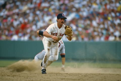 BOSTON, MA – CIRCA 1990: Jody Reed #3 of the Boston Red Sox in action against the Baltimore Orioles during an Major League Baseball game circa 1990 at Fenway Park in Boston, Massachusetts. Reed played for the Red Sox from 1987-92. (Photo by Focus on Sport/Getty Images)