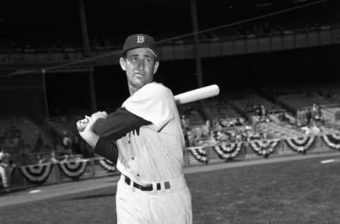 NEW YORK – APRIL 20, 1956: Firstbaseman Mickey Vernon of the Boston Red Sox poses for a portrait prior to the Opening Day game on April 20, 1956 against the New York Yankees at Yankee Stadium in New York, New York. 56-720096 (Photo by: Kidwiler Collection/Diamond Images/Getty Images)