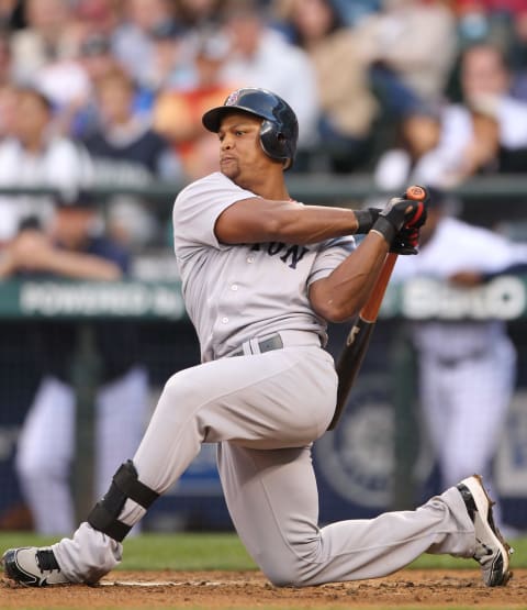 Adrian Beltre #29 of the Boston Red Sox bats against the Seattle Mariners at Safeco Field on July 22, 2010 in Seattle, Washington. (Photo by Otto Greule Jr/Getty Images)