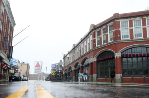 BOSTON, MASSACHUSETTS – MARCH 19: A view outside of Fenway Park on March 19, 2020 in Boston, Massachusetts. The NBA, NHL, NCAA and MLB have all announced cancellations or postponements of events because of the COVID-19. (Photo by Maddie Meyer/Getty Images)