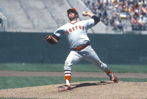 OAKLAND, CA – CIRCA 1977: Bill Lee #37 of the Boston Red Sox pitches against the Oakland Athletics during an Major League Baseball game circa 1977 at the Oakland-Alameda County Coliseum in Oakland, California. Lee played for the Red Sox from 1969-78. (Photo by Focus on Sport/Getty Images)