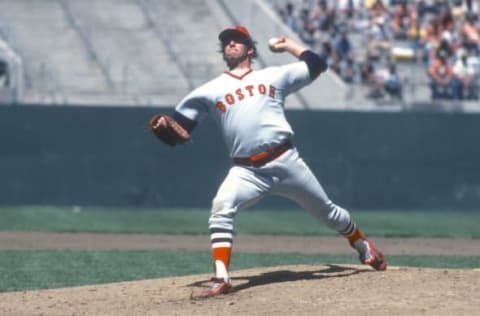 OAKLAND, CA – CIRCA 1977: Bill Lee #37 of the Boston Red Sox pitches against the Oakland Athletics during an Major League Baseball game circa 1977 at the Oakland-Alameda County Coliseum in Oakland, California. Lee played for the Red Sox from 1969-78. (Photo by Focus on Sport/Getty Images)