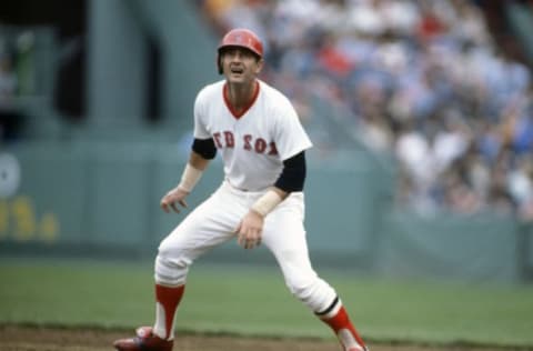 BOSTON, MA – CIRCA 1978: Carl Yastrzemski #8 of the Boston Red Sox leads off of second base during an Major League Baseball game circa 1978 at Fenway Park in Boston, Massachusetts. Yastrzemski Played for the Red Sox from 1961-83. (Photo by Focus on Sport/Getty Images)