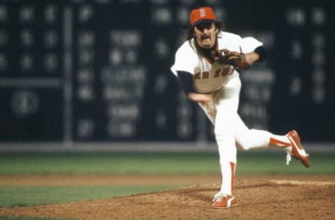 BOSTON, MA – CIRCA 1978: Pitcher Dennis Eckersley #43 of the Boston Red Sox pitches during a Major League Baseball game circa 1978 at Fenway Park in Boston, Massachusetts. Eckersley played for Red Sox from 1978-84 and 1998. (Photo by Focus on Sport/Getty Images)