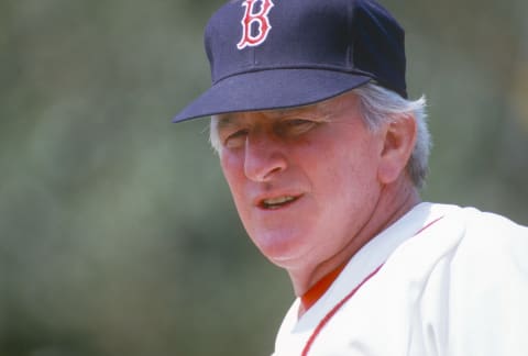 BOSTON, MA – CIRCA 1986: Manager John McNamara #1 of the Boston Red Sox looks on during an Major League Baseball game circa 1986 at Fenway Park in Boston, Massachusetts. McNamara managed for the Red Sox from 1985-88. (Photo by Focus on Sport/Getty Images)