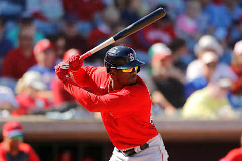 CLEARWATER, FLORIDA – MARCH 07: Marcus Wilson #39 of the Boston Red Sox at bat against the Boston Red Sox during a Grapefruit League spring training game on March 07, 2020 in Clearwater, Florida. (Photo by Michael Reaves/Getty Images)