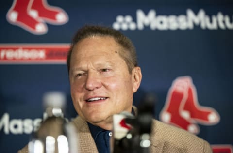 BOSTON, MA - DECEMBER 15: Agent Scott Boras speaks as Masataka Yoshida #7 of the Boston Red Sox is introduced during a press conference announcing his contract agreement with the Boston Red Sox on December 15, 2022 at Fenway Park in Boston, Massachusetts. (Photo by Billie Weiss/Boston Red Sox/Getty Images)