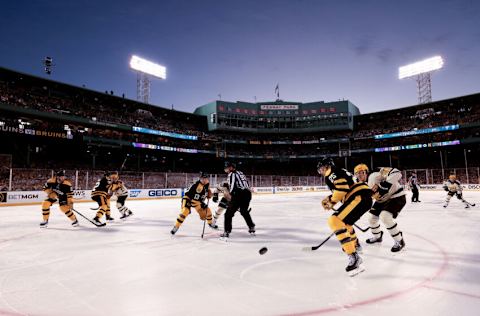 BOSTON, MASSACHUSETTS - JANUARY 02: A general view during the third period between the Boston Bruins and Pittsburgh Penguins in the 2023 Discover NHL Winter Classic at Fenway Park on January 02, 2023 in Boston, Massachusetts. (Photo by Gregory Shamus/Getty Images)