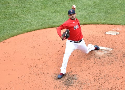 Jul 25, 2021; Boston, Massachusetts, USA; Boston Red Sox starting pitcher Martin Perez (54) pitches during the sixth inning against the New York Yankees at Fenway Park. Mandatory Credit: Bob DeChiara-USA TODAY Sports