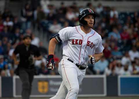 WORCESTER – Triston Casas watches the ball fly before being tagged out running to second during the final home game of the inaugural season at Polar Park on Sunday, September 26, 2021.Spt Woosoxgame 59