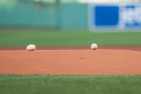 Aug 1, 2019; Boston, MA, USA; A general view of the mound prior to the game between the Tampa Bay Rays and the Boston Red Sox at Fenway Park. Mandatory Credit: Gregory J. Fisher-USA TODAY Sports