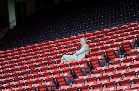 Jun 8, 2018; Boston, MA, USA; Boston Red Sox president of baseball operations Dave Dombrowski watches batting practice prior to a game against the Chicago White Sox at Fenway Park. Mandatory Credit: Bob DeChiara-USA TODAY Sports