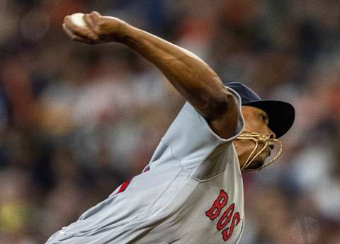 Aug 3, 2022; Houston, Texas, USA; Boston Red Sox starting pitcher Brayan Bello (66) pitches against the Houston Astros in the fourth inning at Minute Maid Park. Mandatory Credit: Thomas Shea-USA TODAY Sports