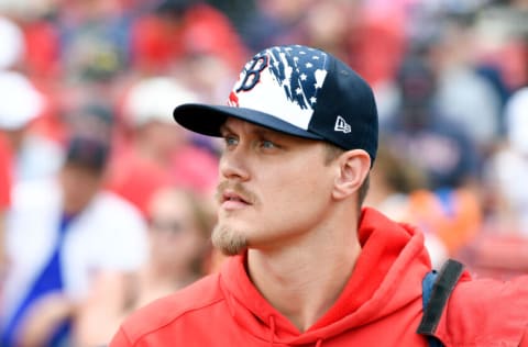 Jul 4, 2022; Boston, Massachusetts, USA; Boston Red Sox relief pitcher Tanner Houck (89) before a game against the Tampa Bay Rays at Fenway Park. Mandatory Credit: Brian Fluharty-USA TODAY Sports