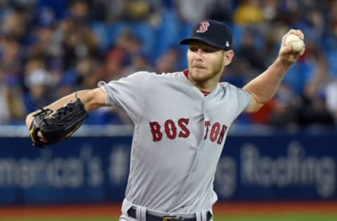 Apr 20, 2017; Toronto, Ontario, CAN; Boston Red Sox starting pitcher Chris Sale (41) delivers a pitch against Toronto Blue Jays at Rogers Centre. Mandatory Credit: Dan Hamilton-USA TODAY Sports