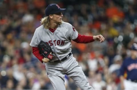 Apr 24, 2016; Houston, TX, USA; Boston Red Sox starting pitcher Henry Owens (60) delivers a pitch during the first inning against the Houston Astros at Minute Maid Park. Mandatory Credit: Troy Taormina-USA TODAY Sports