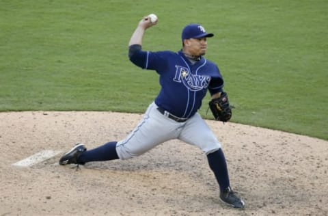 Oct 2, 2016; Arlington, TX, USA; Tampa Bay Rays relief pitcher Erasmo Ramirez (30) throws a pitch in the tenth inning against the Texas Rangers at Globe Life Park in Arlington. Tampa Bay Rays won 6-4 in 10 innings. Mandatory Credit: Tim Heitman-USA TODAY Sports