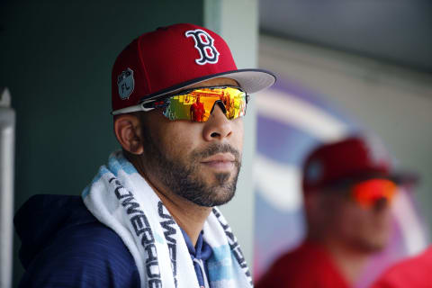 Feb 27, 2017; Fort Myers, FL, USA; Boston Red Sox pitcher David Price (24) looks on from the dugout against the St. Louis Cardinals at JetBlue Park. Mandatory Credit: Kim Klement-USA TODAY Sports