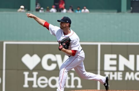 Mar 25, 2017; Fort Myers, FL, USA; Boston Red Sox starting pitcher Kyle Kendrick (25) delivers a pitch against the Philadelphia Phillies during a spring training game at JetBlue Park. Mandatory Credit: Steve Mitchell-USA TODAY Sports