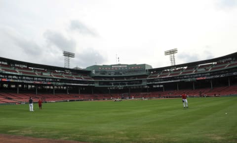 Sep 18, 2016; Boston, MA, USA; The Boston Red Sox take batting practice prior to a game against the New York Yankees at Fenway Park. Mandatory Credit: Bob DeChiara-USA TODAY Sports