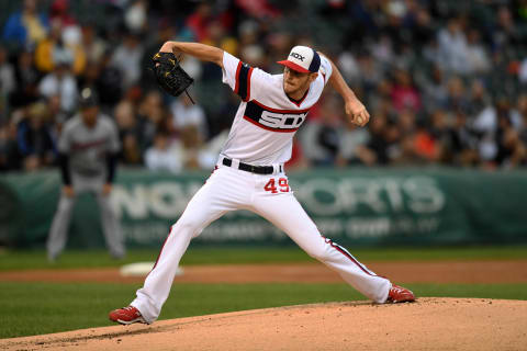 Oct 2, 2016; Chicago, IL, USA; Chicago White Sox starting pitcher Chris Sale (49) pitches against the Minnesota Twins during the first inning at U.S. Cellular Field. Mandatory Credit: Patrick Gorski-USA TODAY Sports