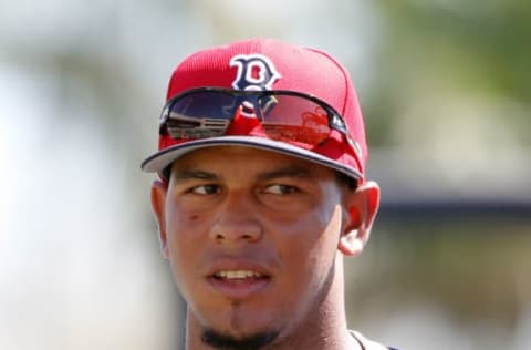 Mar 1, 2017; Sarasota, FL, USA; Boston Red Sox shortstop Marco Hernandez (40) at Ed Smith Stadium. Mandatory Credit: Kim Klement-USA TODAY Sports