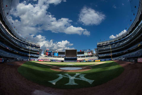 Aug 14, 2016; Bronx, NY, USA; General view of Yankee Stadium after a game against the Tampa Bay Rays. The Tampa Bay Rays won 12-3. Mandatory Credit: Bill Streicher-USA TODAY Sports