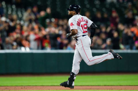 Apr 22, 2017; Baltimore, MD, USA; Boston Red Sox center fielder Jackie Bradley Jr. (19) runs the bases after hitting a two-run home run against the Baltimore Orioles in the third inning during a game at Oriole Park at Camden Yards. Mandatory Credit: Patrick McDermott-USA TODAY Sports