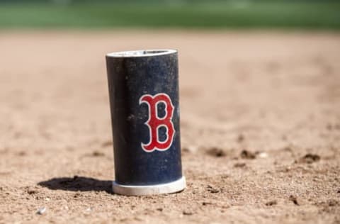 May 6, 2017; Minneapolis, MN, USA; A general view of a Boston Red Sox bat weight during the fifth inning against the Minnesota Twins at Target Field. Mandatory Credit: Jesse Johnson-USA TODAY Sports