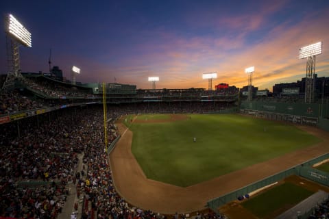 May 24, 2017; Boston, MA, USA; A general view of Fenway Park as the sun sets during the fourth inning of the game between the Boston Red Sox and the Texas Rangers. Mandatory Credit: Greg M. Cooper-USA TODAY Sports