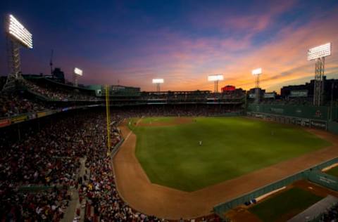 May 24, 2017; Boston, MA, USA; A general view of Fenway Park as the sun sets during the fourth inning of the game between the Boston Red Sox and the Texas Rangers. Mandatory Credit: Greg M. Cooper-USA TODAY Sports