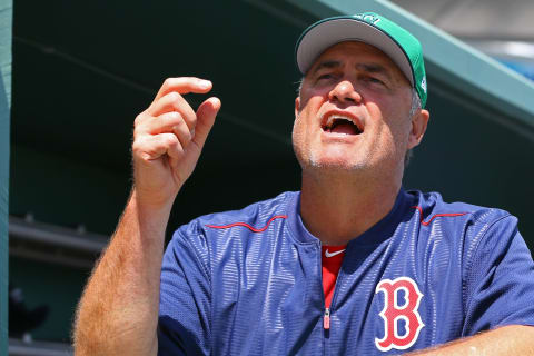 Mar 17, 2017; Fort Myers, FL, USA; Boston Red Sox manager John Farrell (53) against the Houston Astros at JetBlue Park. The Astros won 6-2. Mandatory Credit: Aaron Doster-USA TODAY Sports