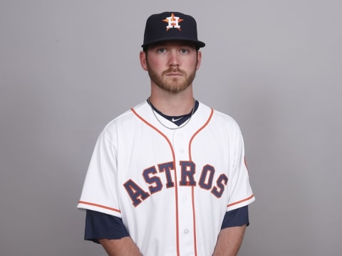 Feb 24, 2016; Kissimmee, FL, USA; Houston Astros pitcher B. McCurry (70) during media day for the Houston Astros at Osceola Heritage Park. Mandatory Credit: Reinhold Matay-USA TODAY Sports