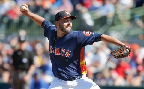 Mar 6, 2016; Kissimmee, FL, USA; Houston Astros relief pitcher Jordan Jankowski (63) throws during the eighth inning of a spring training baseball game against the Toronto Blue Jays at Osceola County Stadium. Mandatory Credit: Reinhold Matay-USA TODAY Sports