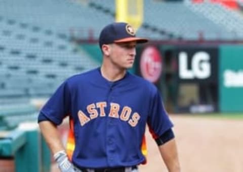 Sep 2, 2016; Arlington, TX, USA; Houston Astros third baseman Alex Bregman (2) poses for a photo before batting practice at Globe Life Park in Arlington. Mandatory Credit: Sean Pokorny-USA TODAY Sports