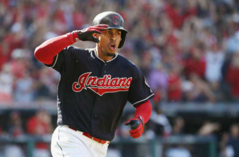 CLEVELAND, OH – OCTOBER 08: Francisco Lindor #12 of the Cleveland Indians reacts as he runs the bases after hitting a solo home run in the fifth inning against the Houston Astros during Game Three of the American League Division Series at Progressive Field on October 8, 2018 in Cleveland, Ohio. (Photo by Gregory Shamus/Getty Images)