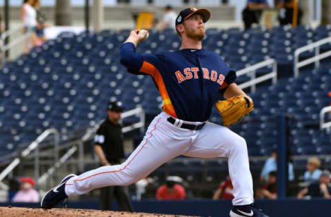 WEST PALM BEACH, FL – FEBRUARY 28: J.B. Bukauskas #69 of the Houston Astros pitches in the third inning against the Miami Marlins at The Ballpark of the Palm Beaches on February 28, 2019 in West Palm Beach, Florida. (Photo by Mark Brown/Getty Images)