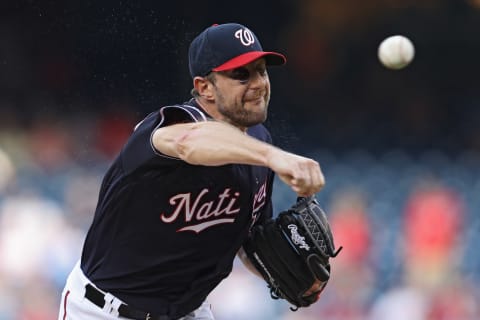 WASHINGTON, DC – JUNE 19: Starting pitcher Max Scherzer #31 of the Washington Nationals pitches against the Philadelphia Phillies in game two of a double header at Nationals Park on June 19, 2019 in Washington, DC. (Photo by Patrick Smith/Getty Images)