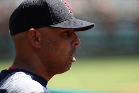 ARLINGTON, TEXAS – SEPTEMBER 26: Manager Alex Cora of the Boston Red Sox at Globe Life Park in Arlington on September 26, 2019 in Arlington, Texas. (Photo by Ronald Martinez/Getty Images)