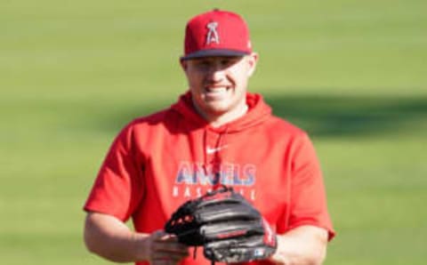 TEMPE, AZ – FEBRUARY 27: Mike Trout of the Los Angeles Angels smiles during a Los Angeles Angels Spring Training on February 27, 2020 in Tempe, Arizona. (Photo by Masterpress/Getty Images)