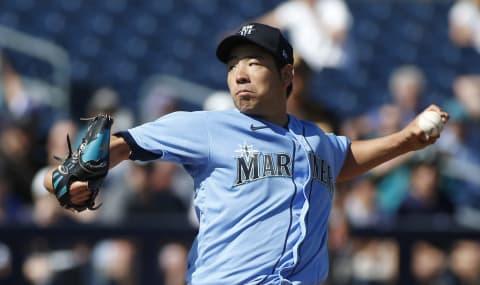 PEORIA, ARIZONA – MARCH 05: Pitcher Yusei Kikuchi #18 of the Seattle Mariners throws against the San Diego Padres during the second inning of a Cactus League spring training baseball game at Peoria Stadium on March 05, 2020 in Peoria, Arizona. (Photo by Ralph Freso/Getty Images)