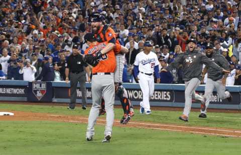 LOS ANGELES, CA – NOVEMBER 01: The Houston Astros celebrate defeating the Los Angeles Dodgers 5-1 in game seven to win the 2017 World Series at Dodger Stadium on November 1, 2017 in Los Angeles, California. (Photo by Jerritt Clark/Getty Images)