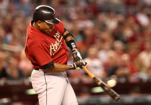 PHOENIX – AUGUST 29: Miguel Tejada #10 of the Houston Astros hits a double against the Arizona Diamondbacks during the second inning of the major league baseball game at Chase Field on August 29, 2009 in Phoenix, Arizona. (Photo by Christian Petersen/Getty Images)