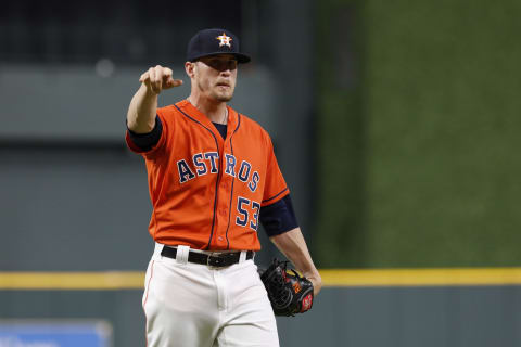 HOUSTON, TX – MAY 18: Ken Giles #53 of the Houston Astros reacts after the game against the Cleveland Indians at Minute Maid Park on May 18, 2018 in Houston, Texas. (Photo by Tim Warner/Getty Images)