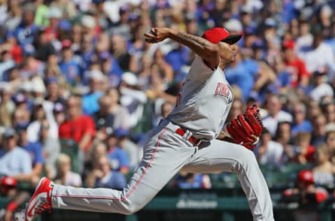 CHICAGO, IL – JULY 06: Raisel Iglesias #26 of the Cincinnati Reds pitches in the 9th inning for a save against the Chicago Cubs at Wrigley Field on July 6, 2018 in Chicago, Illinois. The Reds defeated the Cubs 3-2. (Photo by Jonathan Daniel/Getty Images)